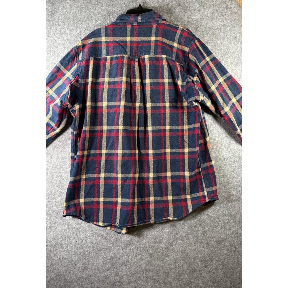 Lincoln Outfitters Mens Plaid Flannel Button Down Shirt Navy Blue Red‎ Tan XL